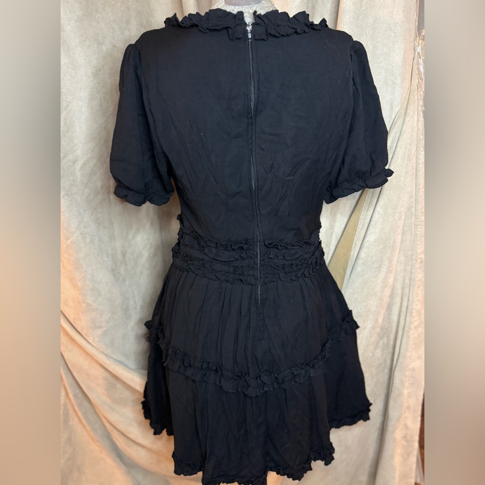 Trixxi Black Mini Dress with Ruffle Accents Size L - Picture 5 of 10